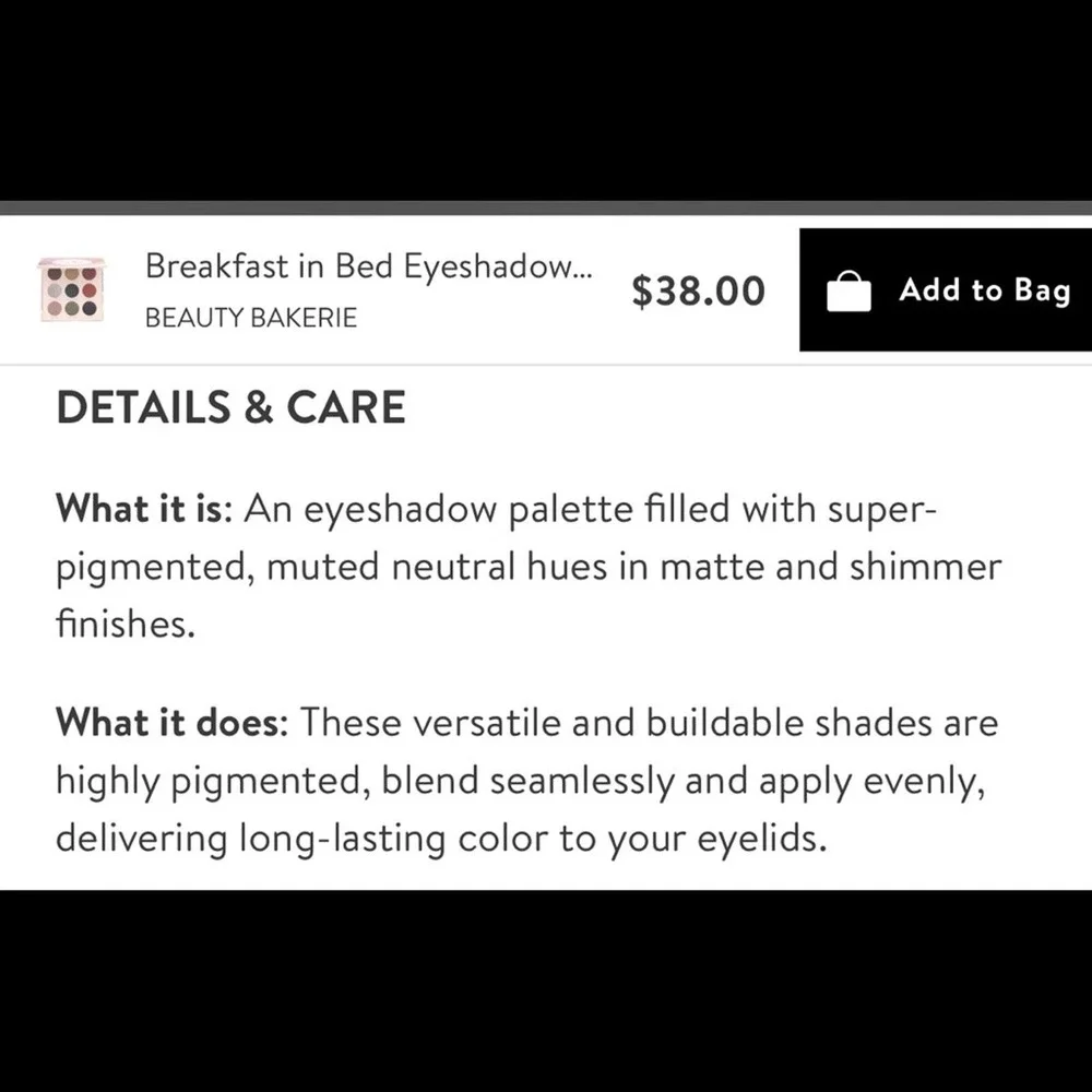 Beauty Bakerie Breakfast in Bed Eyeshadow Palette Muted Neutrals‎ Matte Shimmer